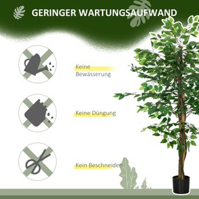 Τεχνητό δέντρο Ficus, ρεαλιστικό, ύψος 150 cm, με γλάστρα, Πράσινο