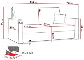 Καναπές κρεβάτι Columbus 205, Αποθηκευτικός χώρος, 85x153x98cm, 67 kg, Πόδια: Ξύλο | Epipla1.gr