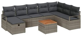 vidaXL Σετ Καναπέ Κήπου με μαξιλάρι 9 pcs Γκρι Πολυ ράταν