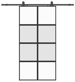 vidaXL Σετ συρόμενης πόρτας με υλικό μαύρο 102,5x205 cm