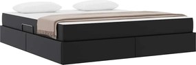 vidaXL Κρεβάτι με αποθηκευτικό χώρο και στρώμα 2 pcs Μαύρο Δέρμα