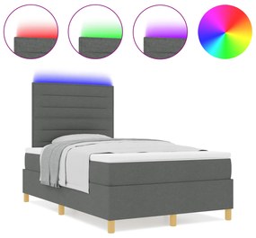 vidaXL Κρεβάτι με Βάση και Στρώμα & LED Σκοτεινό Γκρι 120x190 εκ. Ύφασμα