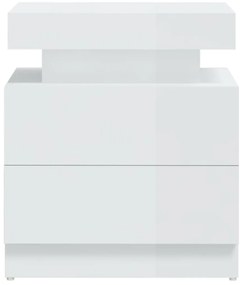 vidaXL Κομοδίνο Γυαλ. Λευκό 45 x 35 x 52 εκ. από Επεξεργασμένο Ξύλο