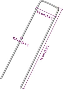 vidaXL Στηρίγματα Εδάφους Σχήμα U 25 τεμ. 15x3,5 εκ. Γαλβαν. Ατσάλι
