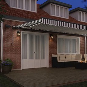 vidaXL Χειροκίνητη πτυσσόμενη τέντα με LED Ανθρακί&amp;Λευκό 600x300 cm