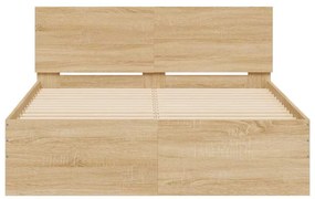 vidaXL Πλαίσιο Κρεβατιού με Κεφαλάρι/LED Sonoma δρυς 120x200 εκ.