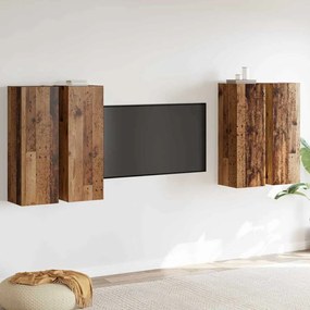 vidaXL Σύνολο Ντουλαπιών Τηλεόρασης Επιτοίχιο 4 pcs Παλαιό ξύλο