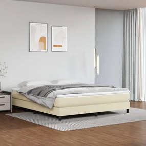 vidaXL Κρεβάτι Boxspring με Στρώμα Κρεμ 180x200 εκ. Συνθετικό Δέρμα
