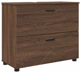 vidaXL Σετ Επίπλων Μπάνιου με ράφι 2 pcs Καφέ δρυς 76,5 x 35 x 64 εκ