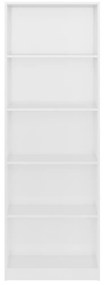 vidaXL Βιβλιοθήκη με 5 Ράφια Γυαλιστερό Λευκό 60x24x175 εκ Επεξ. Ξύλο