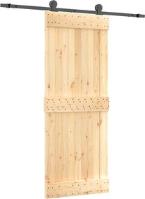 vidaXL Συρόμενη Πόρτα Φυσικό και Μαύρο 80 x 210 cm