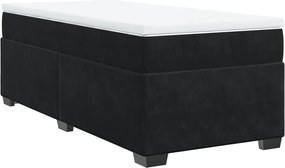 vidaXL Κρεβάτι Boxspring με Στρώμα Μαύρο 90x190 εκ. Βελούδινο