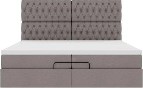 vidaXL Οθωμανικό κρεβάτι με στρώματα Taupe 200x200cm ύφασμα