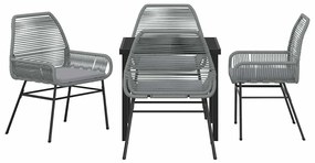 vidaXL Σέτ φαγητού για κήπο με μαξιλάρι 5 pcs Γκρι συνθετικό ρατάν