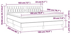 vidaXL Κρεβάτι Boxspring με Στρώμα Μαύρο 180x200 εκ. Βελούδινο