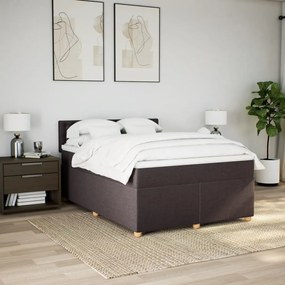 Κρεβάτι Boxspring με Στρώμα Σκούρο Καφέ 140x190 εκ. Υφασμάτινο - Καφέ