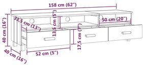 Έπιπλο Τηλεόρασης HAMAR Λευκό 158x40x40 εκ. Μασίφ Ξύλο Πεύκου - Λευκό