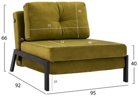 Πολυθρόνα - Κρεβάτι CONSTANCE C3078.13 Βελούδο Λαδί 95x92x66Υ εκ. 95x92x66 εκ.