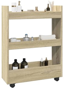 Τρόλεϊ Αποθήκευσης Στενό 3 Επιπέδων Sonoma Δρυς Επεξ. Ξύλο