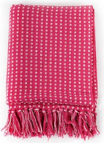 vidaXL Ριχτάρι Καρό Ροζ 160 x 210 εκ. Βαμβακερό