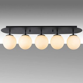 Φωτιστικό Οροφής - Πλαφονιέρα Well 942FLG1395 90x23x25cm 5xE14 40W Black-White Opviq