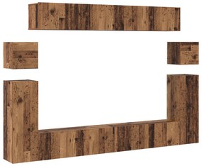 vidaXL Σετ επίπλου τηλεόρασης με ράφι 8 pcs Παλιό ξύλο