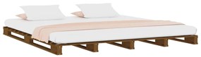 Κρεβάτι Παλέτες Μελί 140 x 190 εκ. από Μασίφ Ξύλο Πεύκου - Καφέ