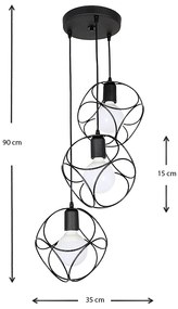 Φωτιστικό οροφής Lusita Megapap E27 μεταλλικό τρίφωτο χρώμα μαύρο 35x35x90εκ.