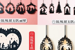 Σετ των 3 Intra απο ξύλο plywood 3mm-4mm πάχος Χριστουγεννιάτικα στολίδια Δίασταση 8x8 cm INTRAFABR-109096669