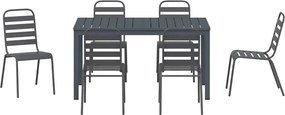 vidaXL Σέτ φαγητού για κήπο 7 pcs Ανθρακί Ατσάλι με Πούδρα