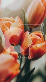 Σετ των 2 Intra Συλλεκτικό Ξύλινο Παζλ Plywood 4mm - Πορτοκαλί τουλίπες σε πλήρη άνθιση Σε Ξύλινο Κουτί - Διαστάσεις: 10x10 cm – 25 κομμάτια