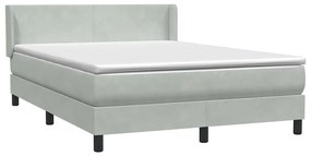 vidaXL Κρεβάτι Boxspring με Στρώμα Ανοιχτό Γκρι 160x210 εκ. Βελούδινο