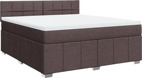 vidaXL Κρεβάτι Boxspring με Στρώμα Σκούρο Καφέ 180x200 εκ Υφασμάτινο
