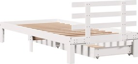 vidaXL Πλαίσιο Κρεβατιού με Συρτάρια Χωρίς Στρώμα Λευκό 75x190 εκ.