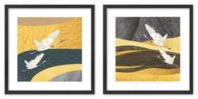 Πίνακας (Σετ 2Τμχ) Klimt 022044 50x50x2cm Multi Τετράγωνοι Mdf,Χαρτί