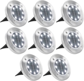 vidaXL Σποτ Ηλιακά Χωνευτά - Καρφωτά LED 8 τεμ. Λευκό