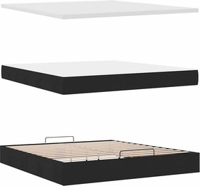 vidaXL Οθωμανικό κρεβάτι με στρώμα Μαύρο 160x200cm Ύφασμα