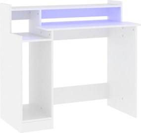 vidaXL Γραφείο με LED Λευκό 97 x 45 x 90 εκ. από Επεξεργασμένο Ξύλο