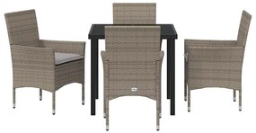 vidaXL Σέτ φαγητού για κήπο με μαξιλάρι 5 pcs Γκρι συνθετικό ρατάν