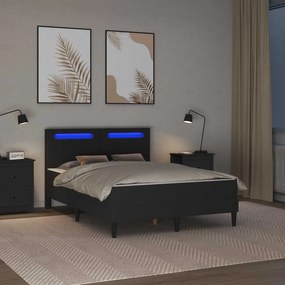 vidaXL Σκελετός κρεβατιού με στρώμα Μαύρο 140 x 190 cm Τεχνητό Δέρμα