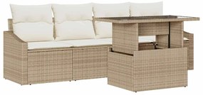 vidaXL Σετ Καναπέ Κήπου 5 pcs μπεζ και κρεμ συνθετικό ρατάν