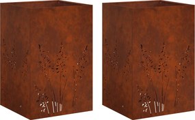 vidaXL Γλάστρα Κήπου 2 τμχ. Σκ rusty 50 x 50 x 75 cm