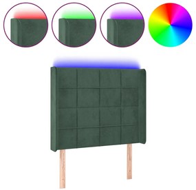 vidaXL Κεφαλάρι Κρεβατιού LED Σκούρο Πράσινο 93x16x118/128 εκ