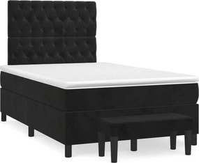 vidaXL Κρεβάτι Boxspring με Στρώμα Μαύρο 120 x 200 εκ. Βελούδινο