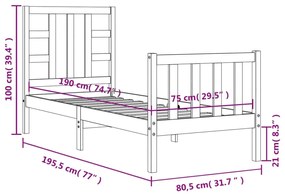 ΠΛΑΙΣΙΟ ΚΡΕΒΑΤΙΟΥ ΜΕ ΚΕΦΑΛΑΡΙ ΜΑΣΙΦ ΞΥΛΟ 2FT6 SMALL SINGLE 3191931