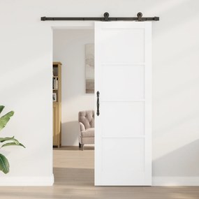 vidaXL Συρόμενη Πόρτα με Σετ Σιδηρουργίας 'ORKDAL' Λευκό Σταυρωτό Ξύλο Πεύκου