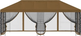 vidaXL Κιόσκι με Πλαϊνές Τοίχους 6 x 3 m Taupe Πολυεστέρας και Χάλυβας