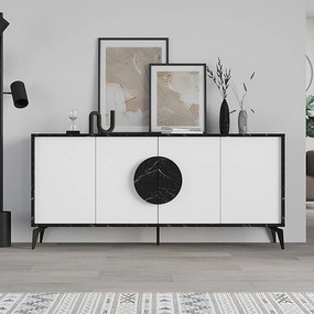 Μπουφές Gora Megapap χρώμα μαύρο εφέ μαρμάρου - λευκό 180x35,6x82εκ.