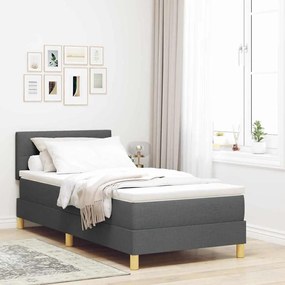 vidaXL Κρεβάτι με Σπίν και Ματράζ Σκούρο Γκρι 90x190 cm Ύφασμα