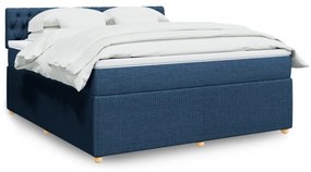 vidaXL Κρεβάτι Boxspring με Στρώμα Μπλε 180x200 εκ. Υφασμάτινο